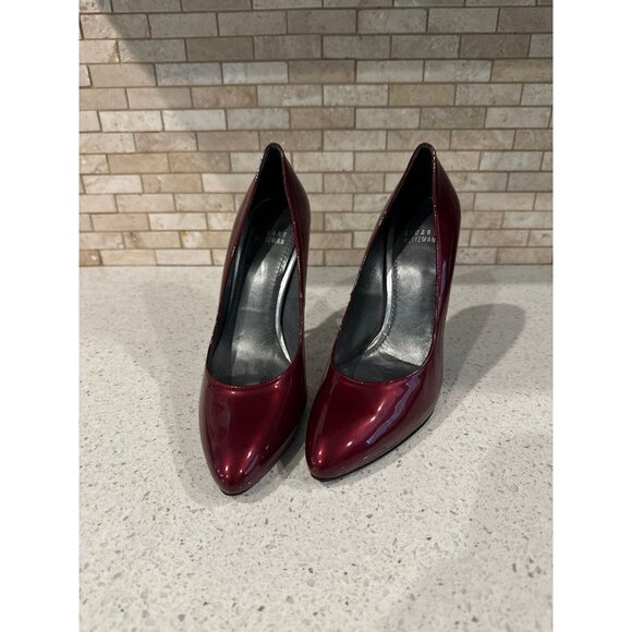 STUART WEITZMAN Stage Fire Quasar Patent Leather Pump Peep Toe Platform - Picture 1 of 6